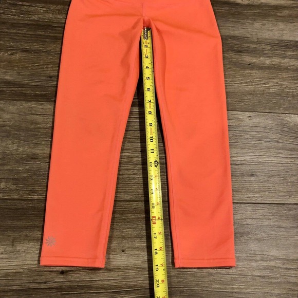 Athleta Leggings XXS Orange Neon Back Zipper Pocket Cropped - Picture 4 of 11